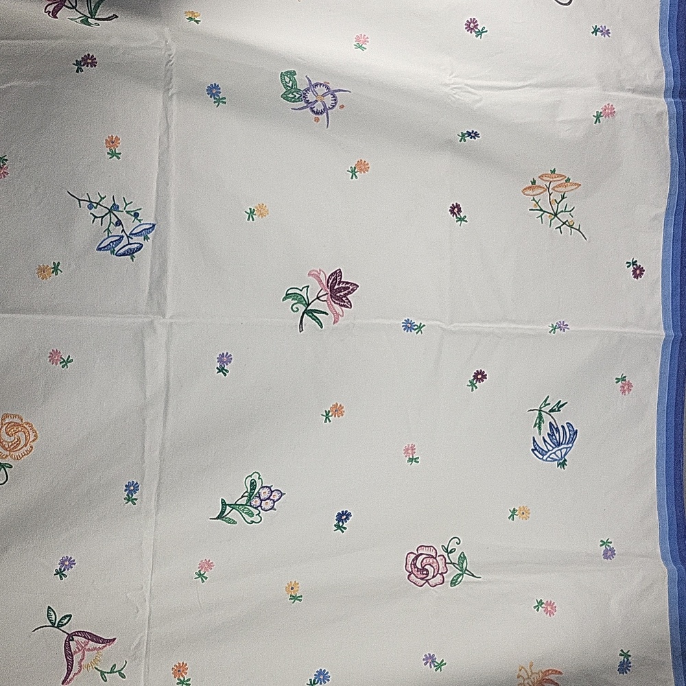 Vintage Embroidered Tablecloth 54x55 Handmade